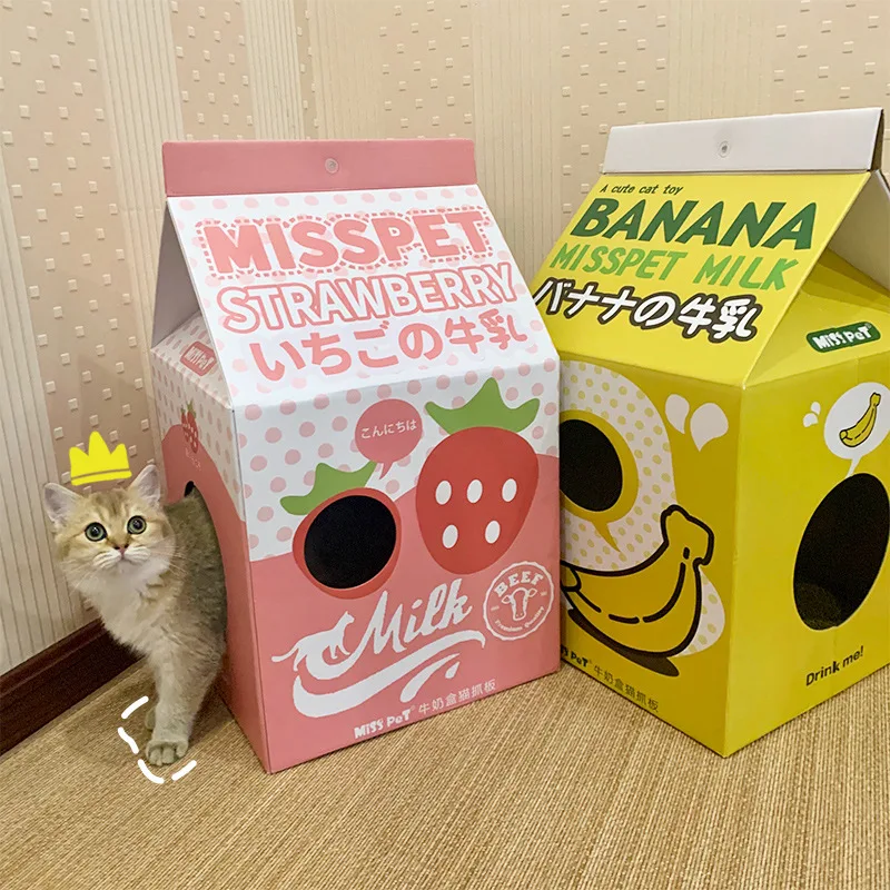 

Milk box cat scratch board corrugated paper cat nest cat supplies cat claw board nest closed carton box