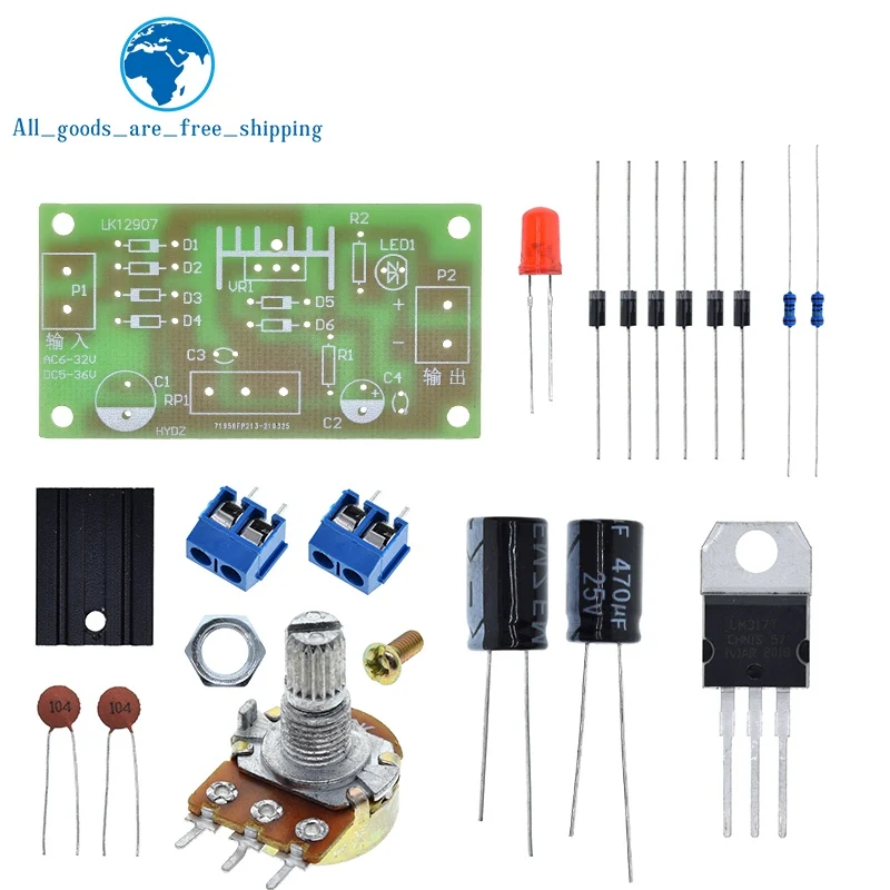 TZT LM317 Adjustable Power Supply Kit Continuous Adjustable DC Power Supply DIY Teaching Training Parts