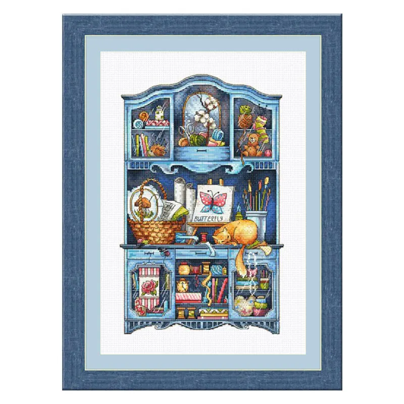 Набор для вышивки крестиком Fishxx S290, набор для точной печати в синем шкафу