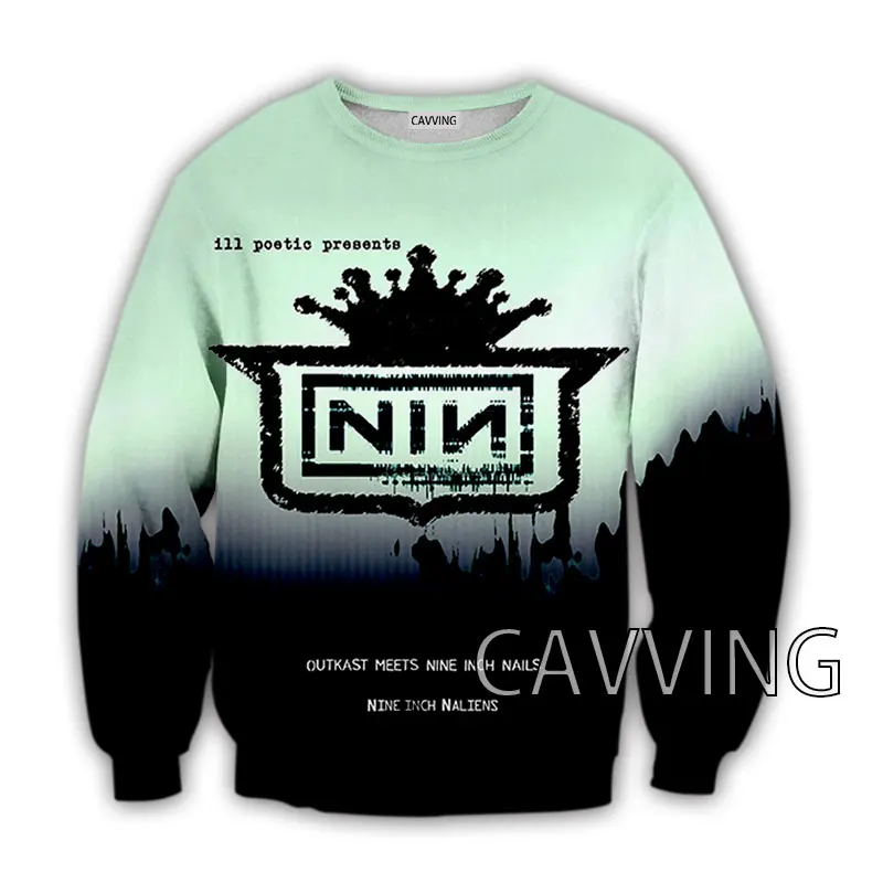 CAVVING 3D Printed  NIN Nine Inch Nails Band  Crewneck Sweatshirts Harajuku Styles Tops Long Sleeve Sweatshirts for Men/women