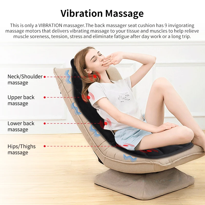 KLASVSA Heating Neck Massage Chair For Back Seat Car Home Office Massager Vibrate Cushion Back Neck Relaxation