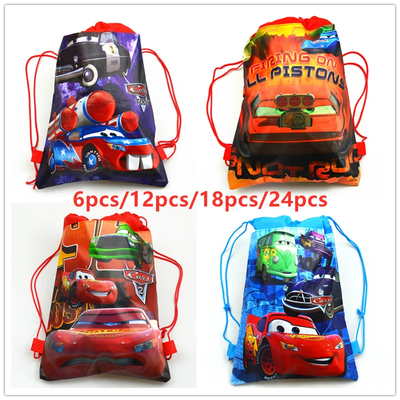 New Cartoon Disney Cars Non-woven Fabric Drawstring Backpack Gift Bag Storage Bag Kids Boys favor school bags Party Supplies