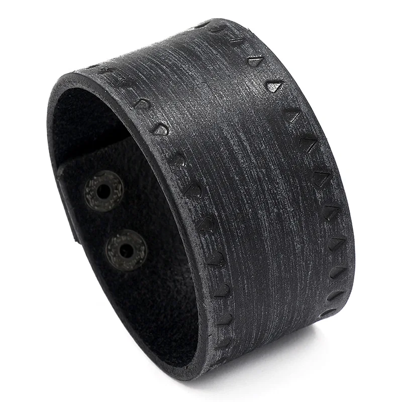 ZORCVENS New Punk Genuine Leather Bracelet for Men Wide Vintage Wrap Bracelets Female Male Trendy Jewelry