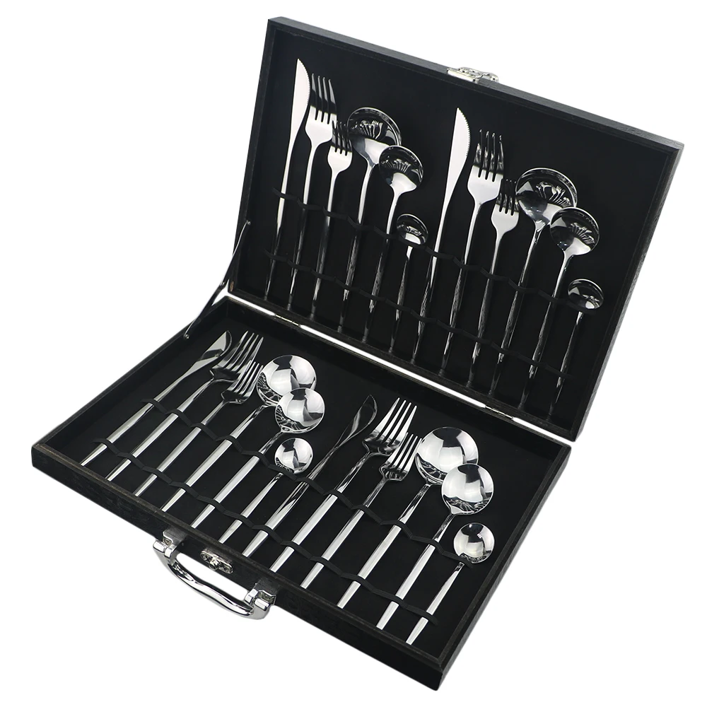 24Pcs Cutlery Set Stainless Steel Dinnerware Silverware Flatware Set Dinner Knife Fork Spoon Dropshipping