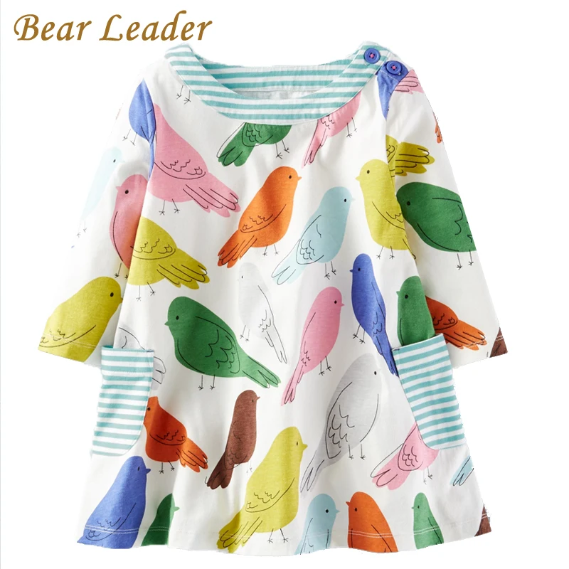 

Bear Leader Children Clothing Girls Dress Spring Autumn Fashion Outfits for Teenager Girl Cartoon Print Pattern Kid girl Clothes