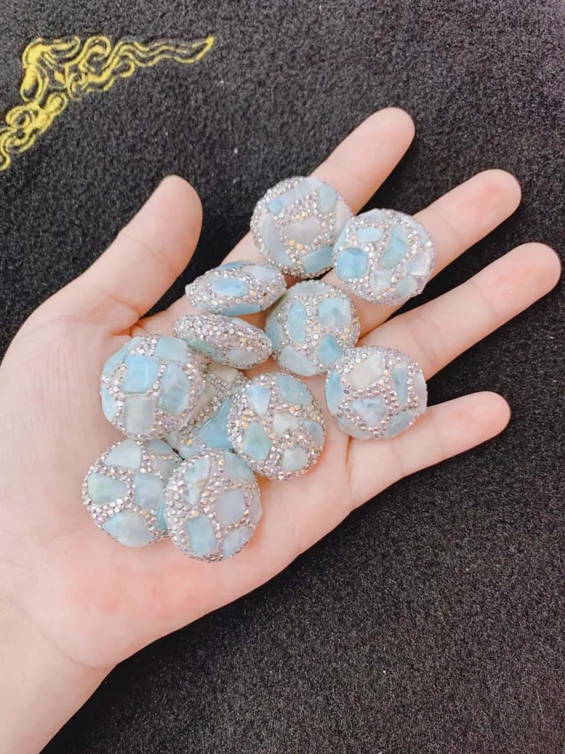 

Jewelry Beads larimar Crystal Beads Connector For DIY Making Jewelry Finding Straight hole 10pcs Factory Wholesale
