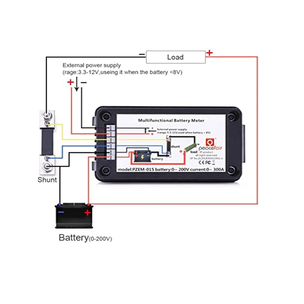 PZEM 0-300A  and 0-200V 9 in 1DC LCD Display Digital Multimeter Battery Monitor Power Energy Impedance Resistance Voltmeter 300A