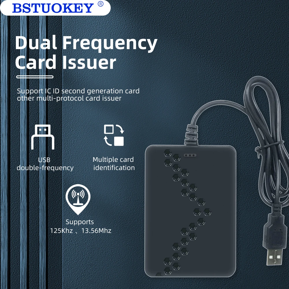 

Dual Frequency 125khz+13.56Mhz RFID Reader Sensitivity Smart Window USB Proximity Reader Support EM4100 TK4100 EM4305 Card