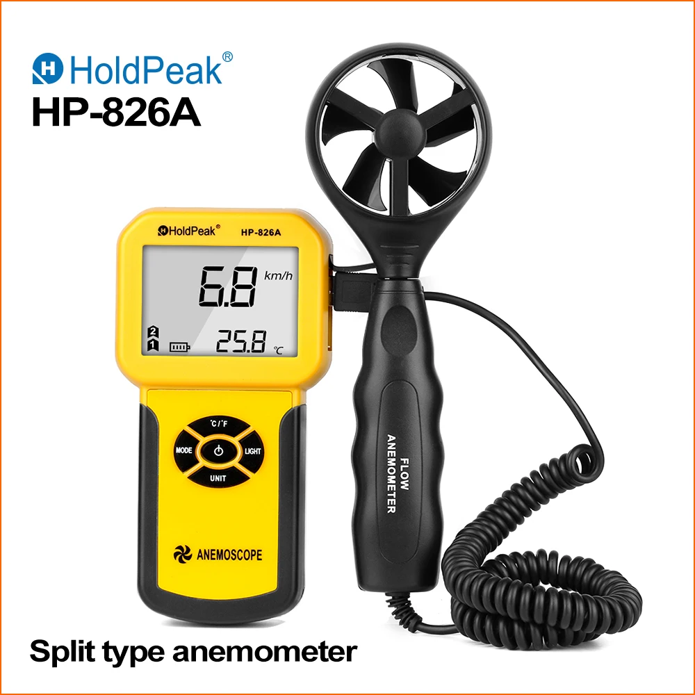 HoldPeak Anemometer Digital Wind Speed Meter 0~30m/s Air Volume Thermometer Wind Sensor Meter