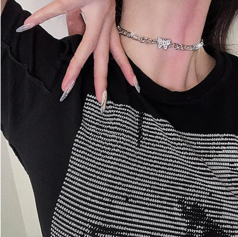 Neue glänzende Schmetterlingskette, exquisite doppellagige Schlüsselbeinkette für Damen, Schmuck als Geschenk für Damen – Detail 8