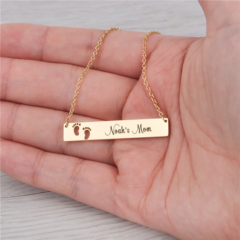 KristenCo Personalized Name Necklace Stainless Steel Charm Custom Name Jewelry Any Name 33 Font Style To Choose For Girl kids