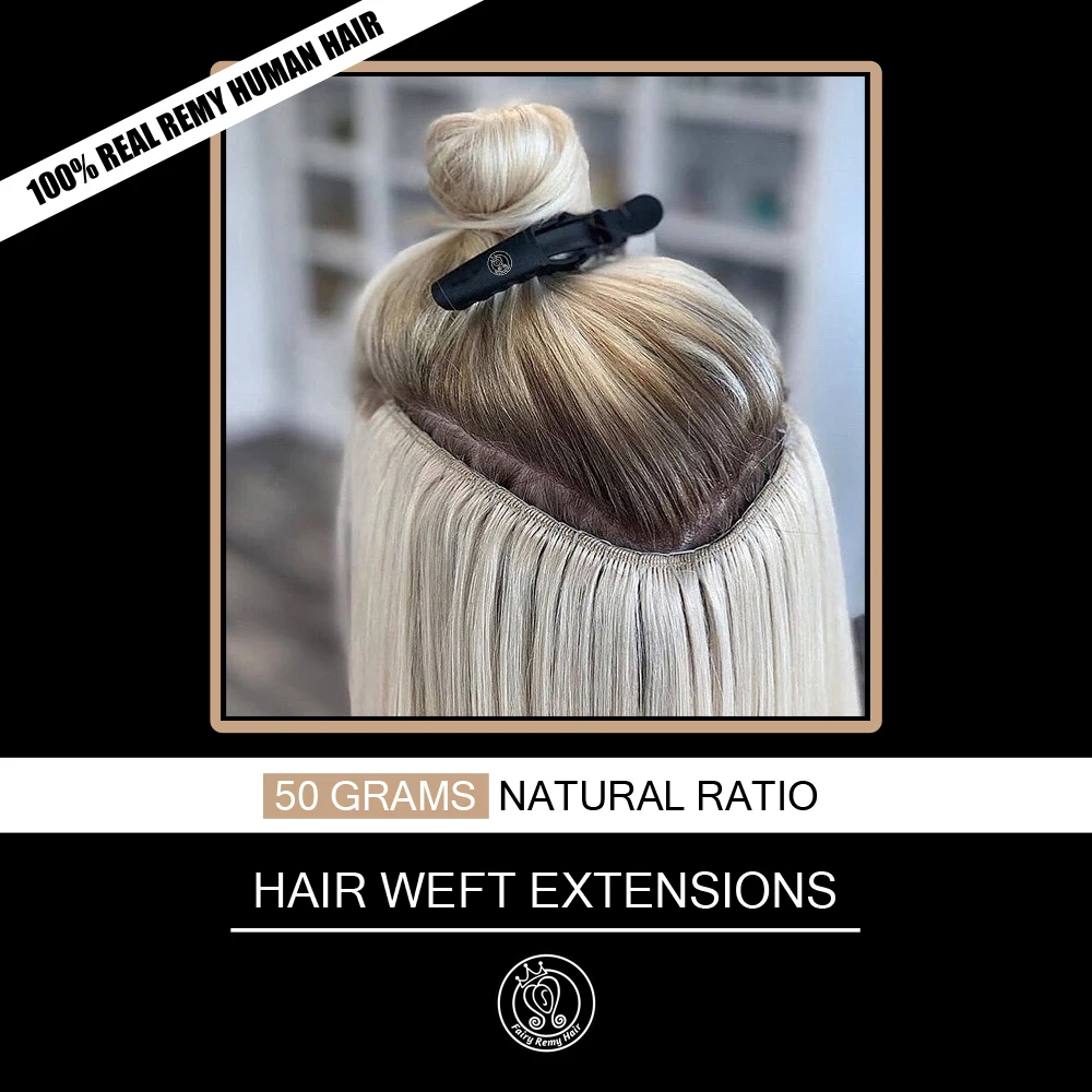 Wróżka włosy Remy prawdziwe europejskie proste ludzkie włosy splot wiązki 16-24 cali platynowy blond Remy doczepy z włosów wątkowych 50 g/sztuka