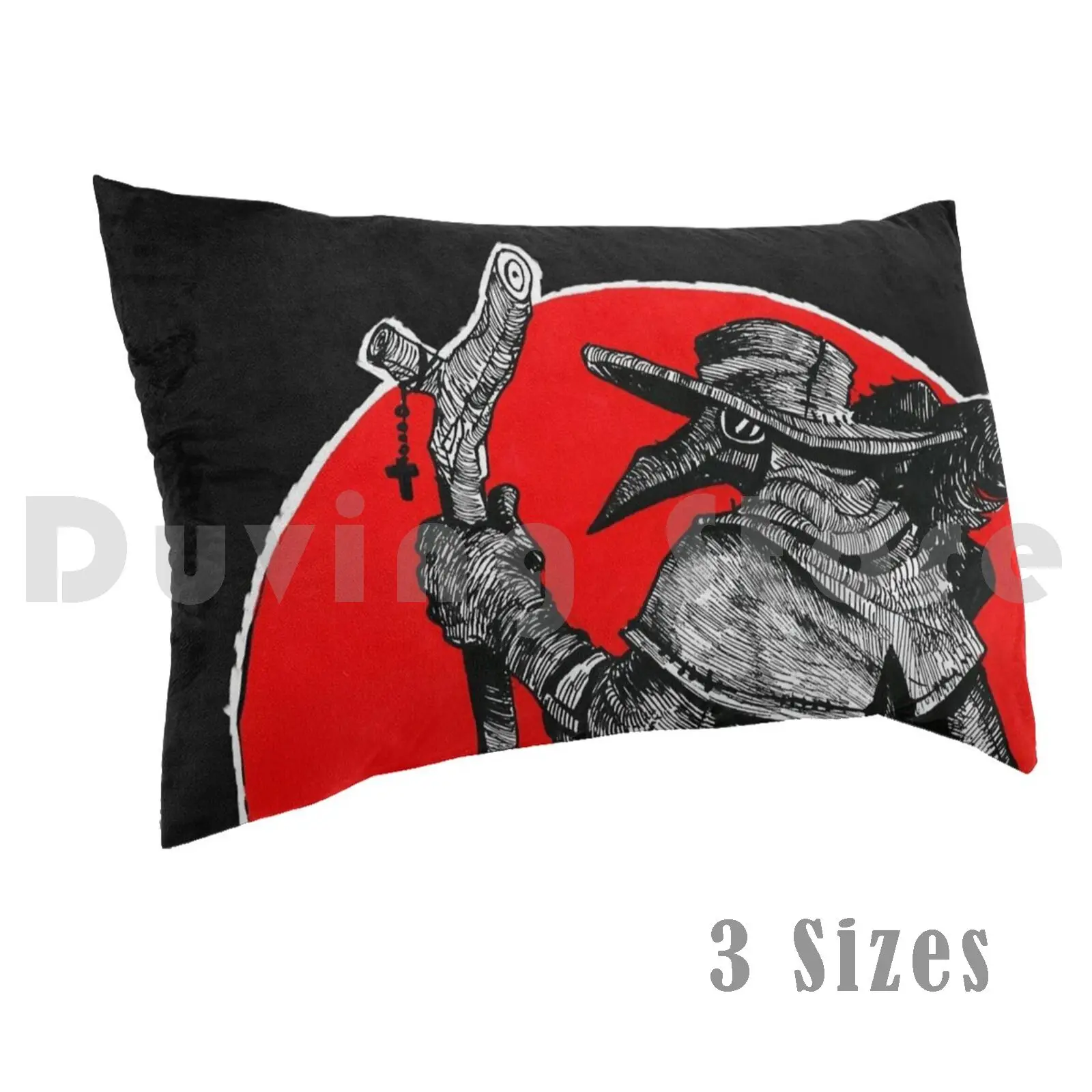 Funda de almohada de Plague-ArrivalPillow, tinta de peste, Vintage tradicional, Retro, Cuervo, morbido, rojo oscuro, peste gótica