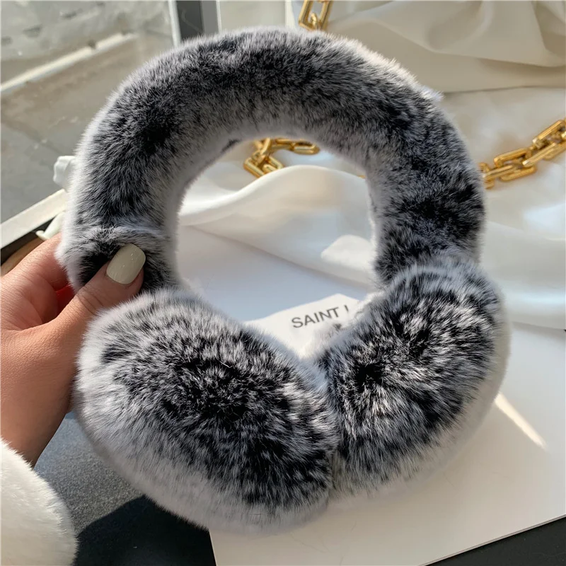 Ear Muffs Winter Fur Rabbit Cute Headphones Women Genuine Real Rabbit Fur Warm Ear Warmer Headbands 2022 Ear Bandage Female