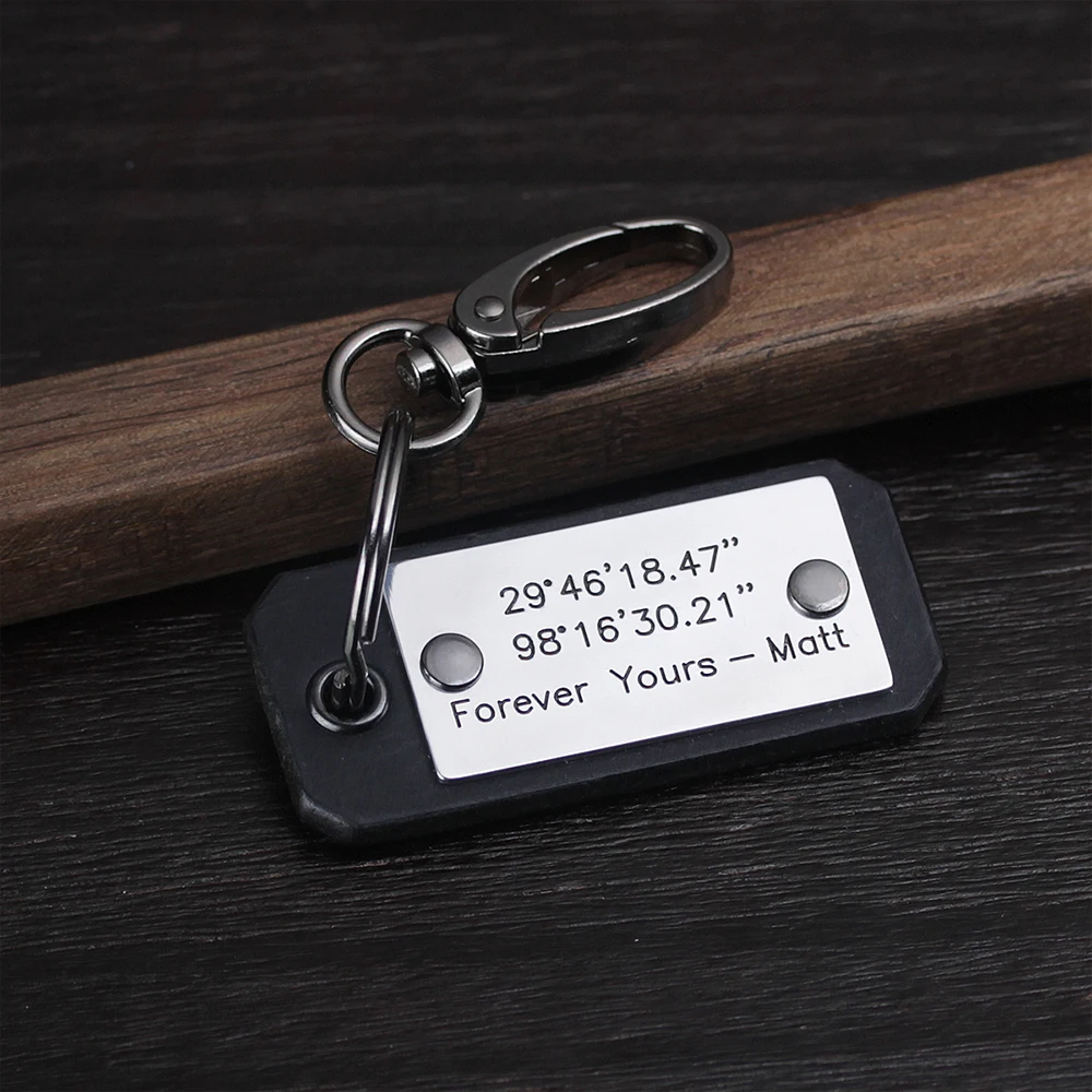 

GPS Leather keychain-Leather Latitude Longitude Keychain - Anniversary, Wedding, Valentines, Groomsmen Gfit