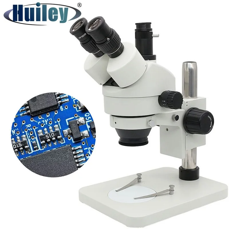 Trinocular Microscope 7X-45X Zoom Stereo Microscope Simul-Focal Circuit Board Phone Repair Soldering Tool WF10X/20mm Eyepiece