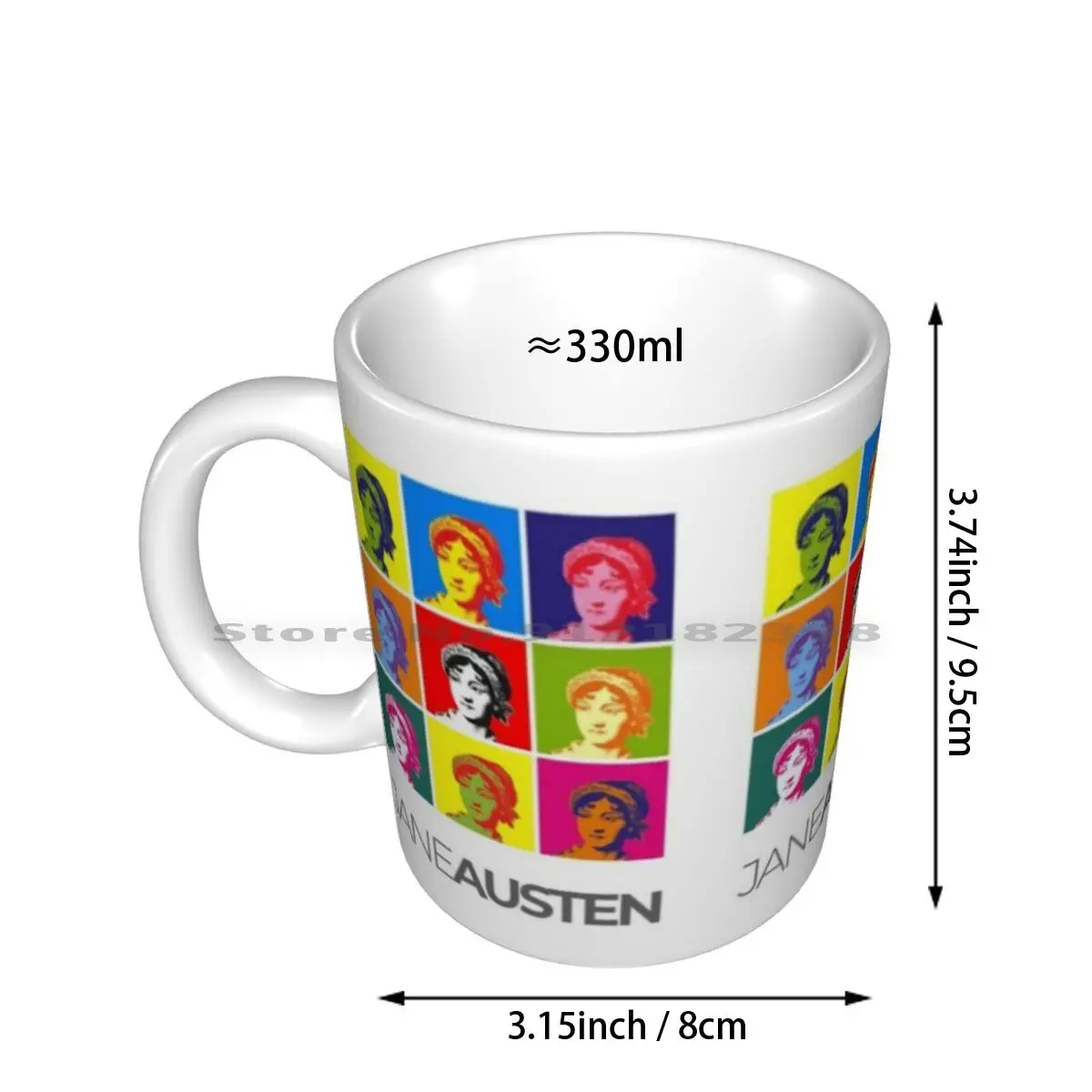 Jane Austen Pop-Art Portrait Poster Ceramic Mugs Coffee Cups Milk Tea Mug Jane Austen Austen Pop Art Austen Jane Austen Austen