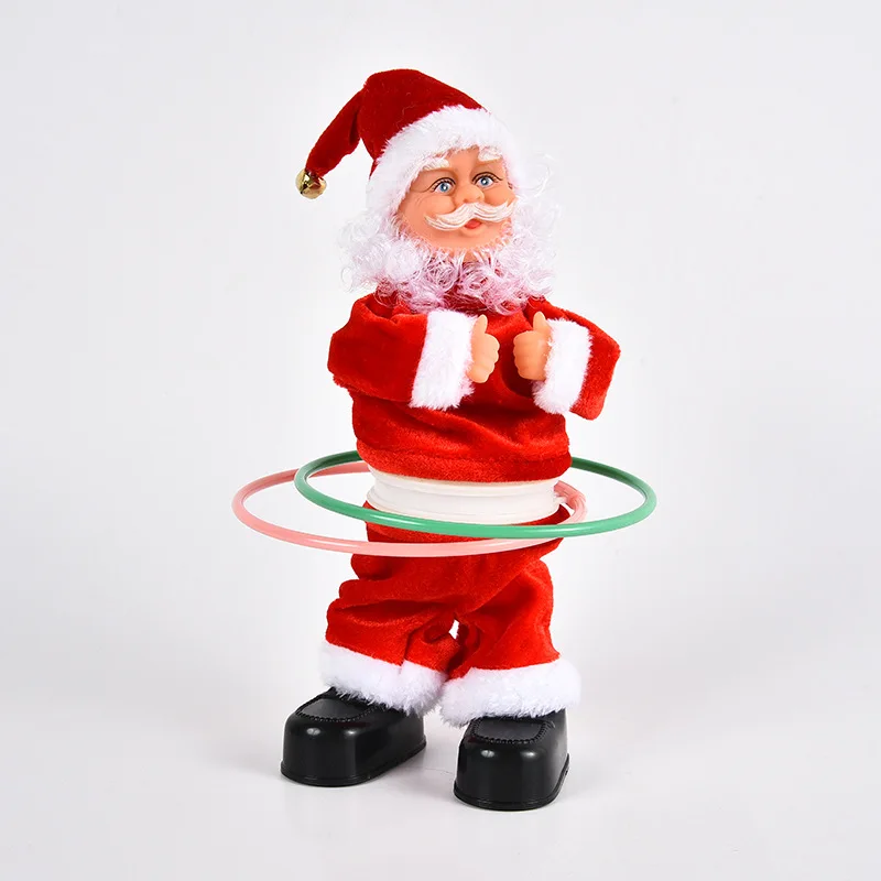 

Christmas Dolls 2022 New Christmas Electric Santa Claus Turning Hula Hoop Xmas Gift for Kids