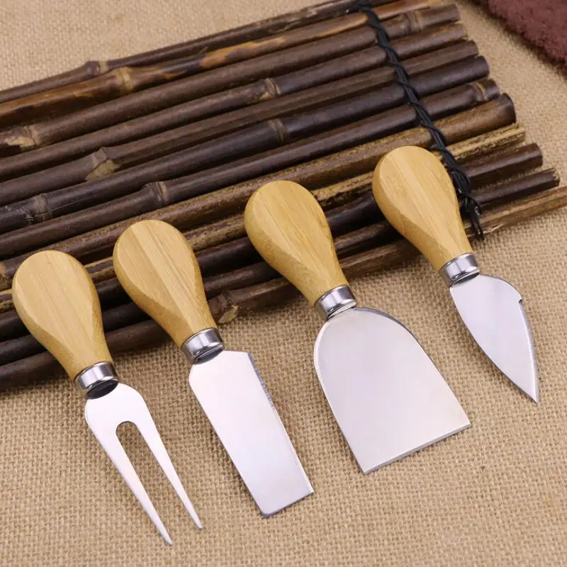 

Cutting Baking Cheese Board Sets 4PCS/SET Oak Handle Knife Fork Shovel Kit Graters Cheese Tools Set LX8210