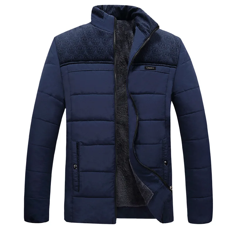 Men's Jacket Plus Velvet Thick Men's Cotton-padded Clothes Winter Cotton-padded Jacket Middle-aged Daddy Clothes down Feather