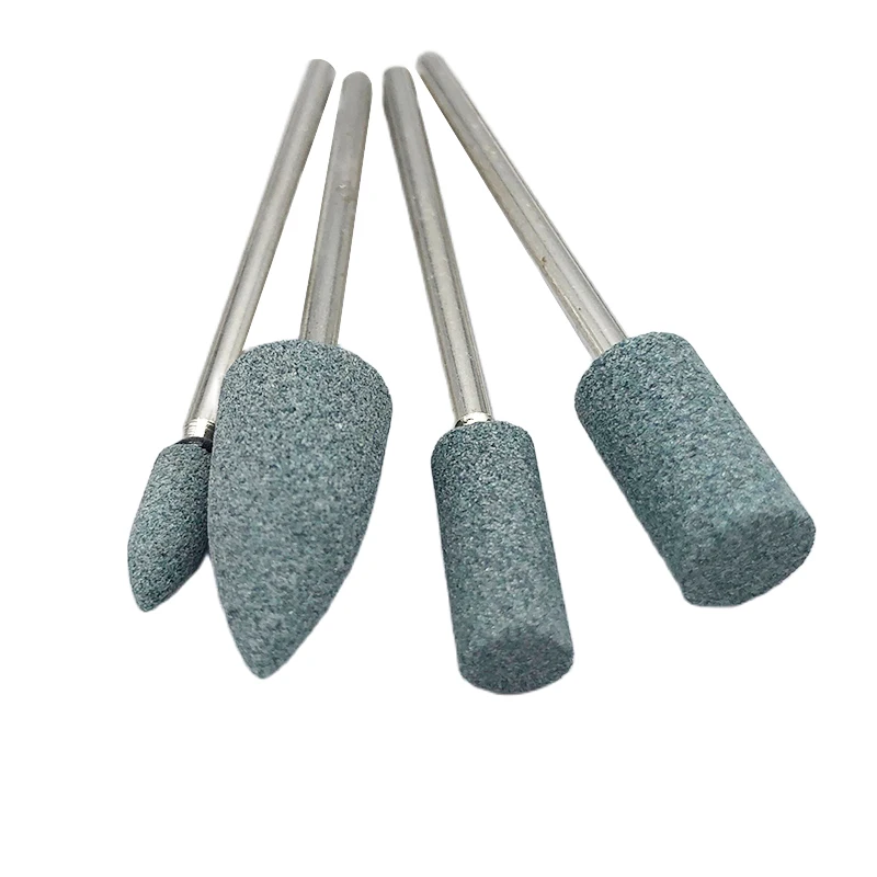 10Pcs Dental Mounted Stone Grinders Gravel Burs 2.35mm Green Pink ​White Stone For Contouring And Shaping Porcelain Metal Shaft