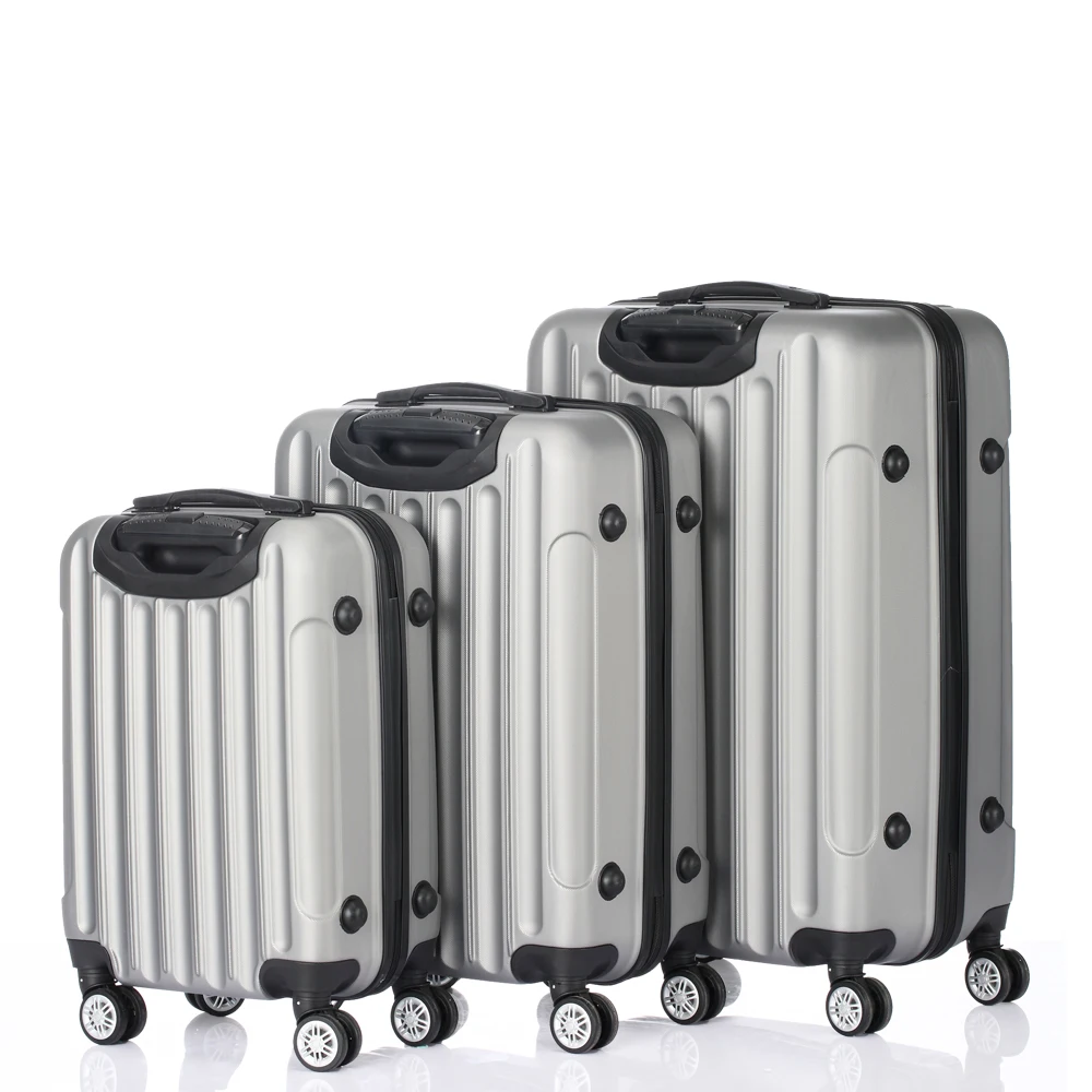 3 Pieces Luggage Suitcase Spinner Rolling Suitcase Large Capacity Travel Suitcase with 4 Spinner Wheels Silver Gray - US Stock