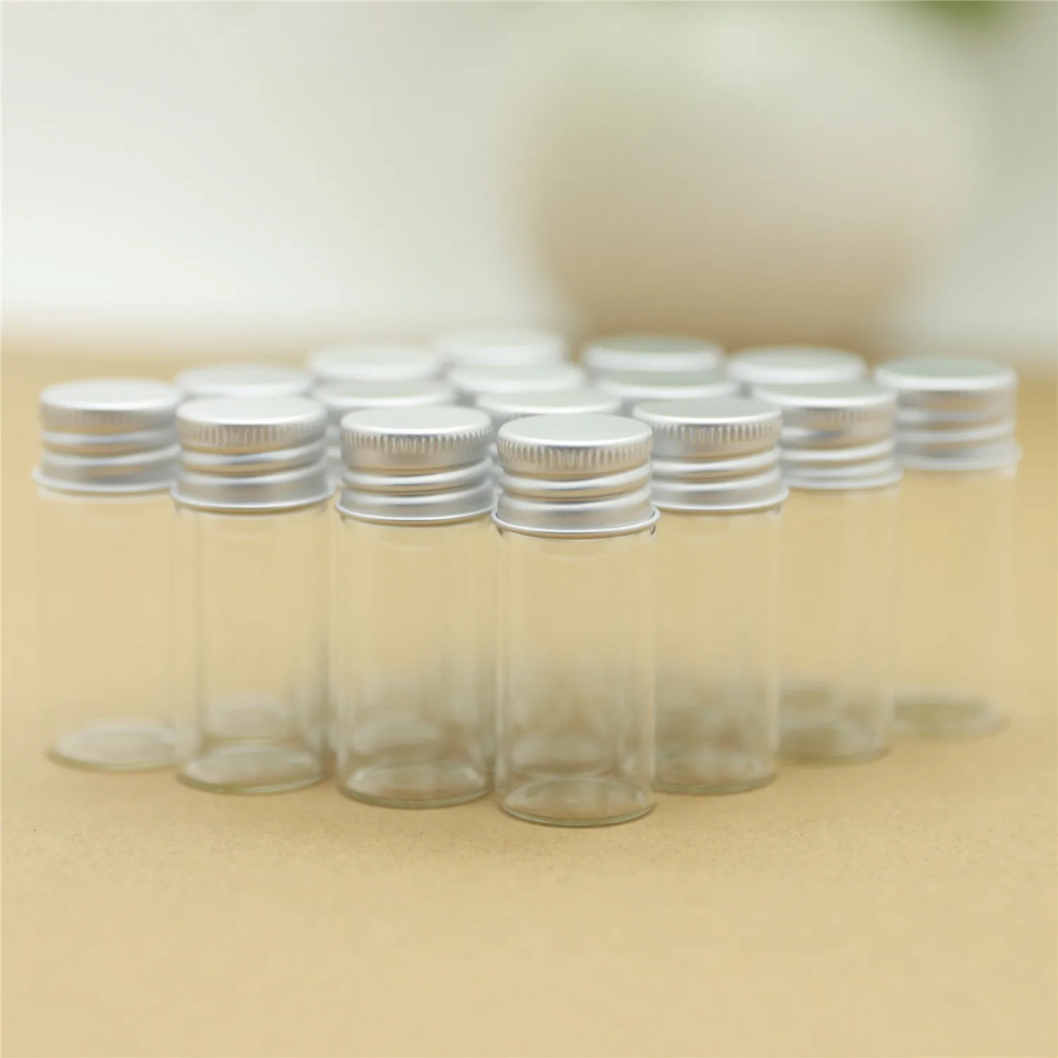 50pcs 22*50mm 10ml Tiny Glass Bottles Silver Screw Cap storage bottles & jar Glass Small Jars Mini Containers Vial Bottles