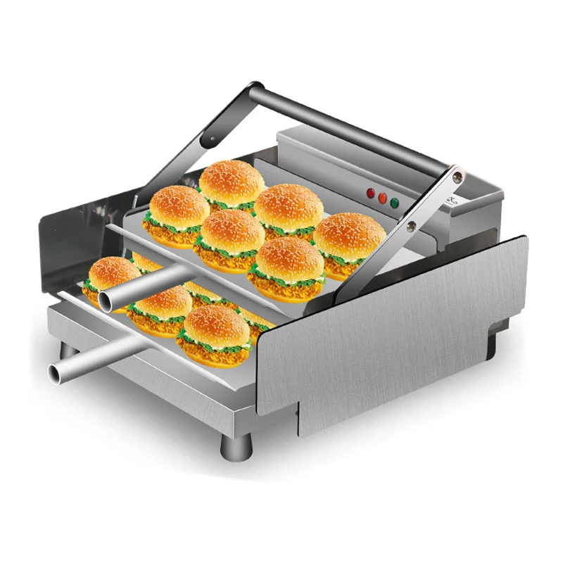 Commercial Small Burger Grill Machine Electric Hamburger Baking Oven Toasted Bread Machine Kitchen Hamburger Equipment