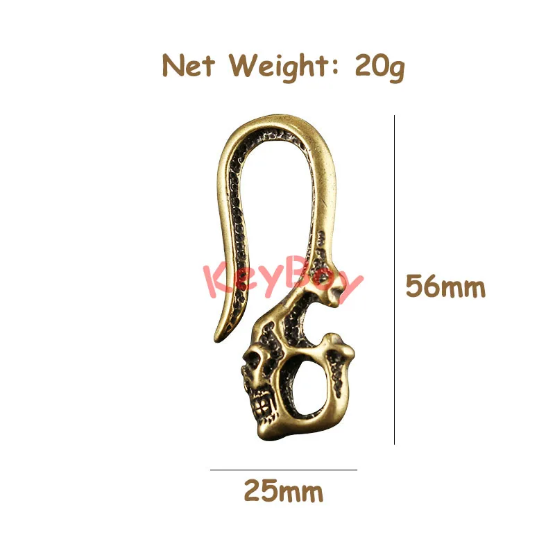 Pure Copper Cloth Buckle U-shaped Hook Buckle Brass Skull Head Keychains DIY Handmade Leather Keyrings Accessories Key Chains