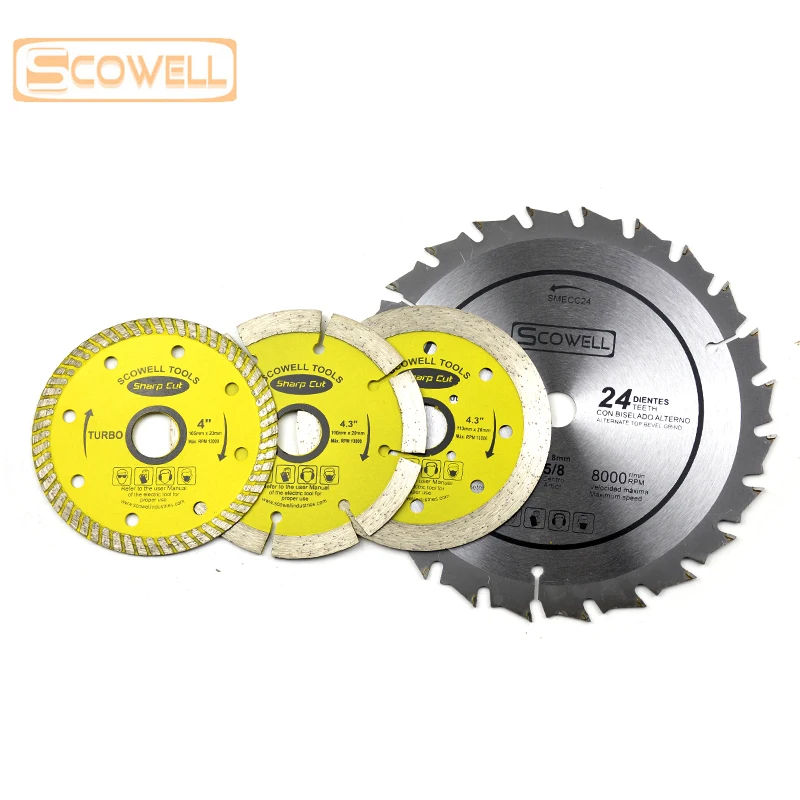 SCOWELL 105mm Diamond Cutting Disc Tile Cutter Saw Blade for Brick Stone 184mm Carbide Circular Saw Blades For Wood Cutting