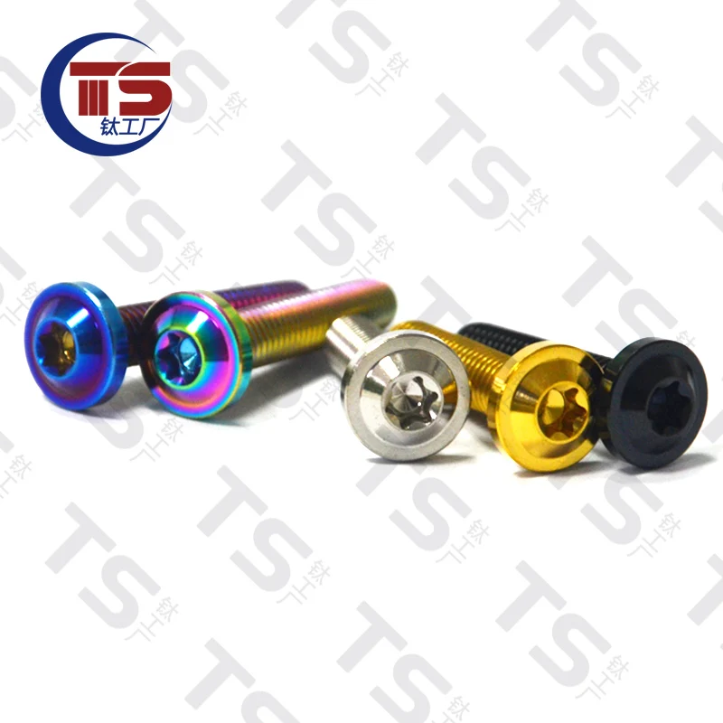 TS Titanium Bolt M8X15/20/25/30/35/40/45mm Torx Head Ti Screw for Motorcycle V Brake Forks Parts Titanium Fastene（1pc）