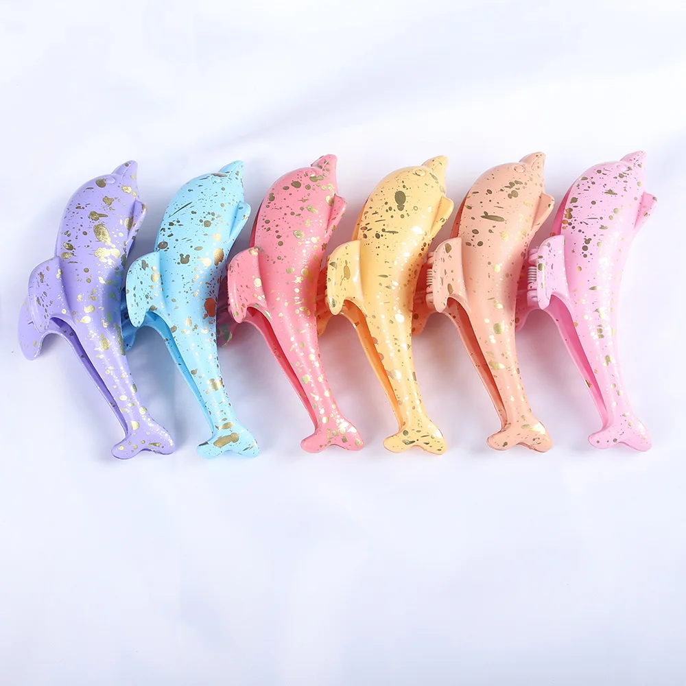 Mode 11CM Jepit Rambut Kepiting Besar Jepit Rambut Perempuan Wanita Jepit Rambut Plastik Lumba-lumba Jepit Rambut Kuncir Kuda Aksesori Rambut