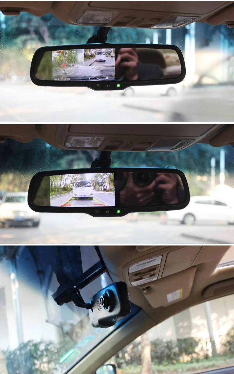 ANSHILONG DVR Kaca Spion Mobil dengan Monitor 4.3 Inci + Braket Khusus Perekam Video Digital 1080P G-sensor