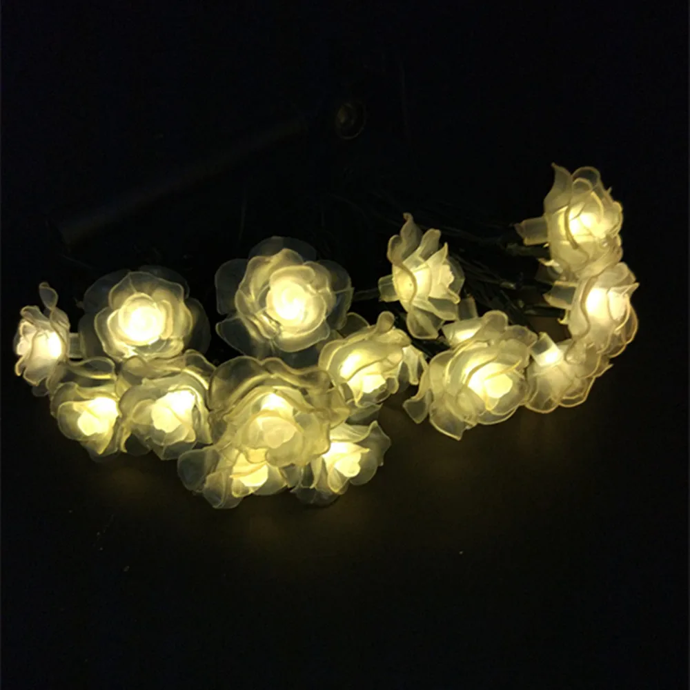 YIYANG New Solar LED Roses Garland String Lights 12M Garden Lamp Boda Rosas Luces Casa y Jardin Luces Solarie Wedding Rose Light