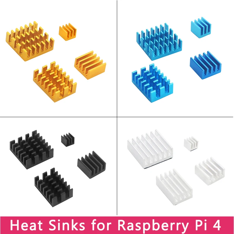 Raspberry Pi 4 Heat Sink Aluminum Metal Heatsink Silver Golden Blue Black Cooling Pad CPU RAM Cooler for Raspberry Pi 4 Model B