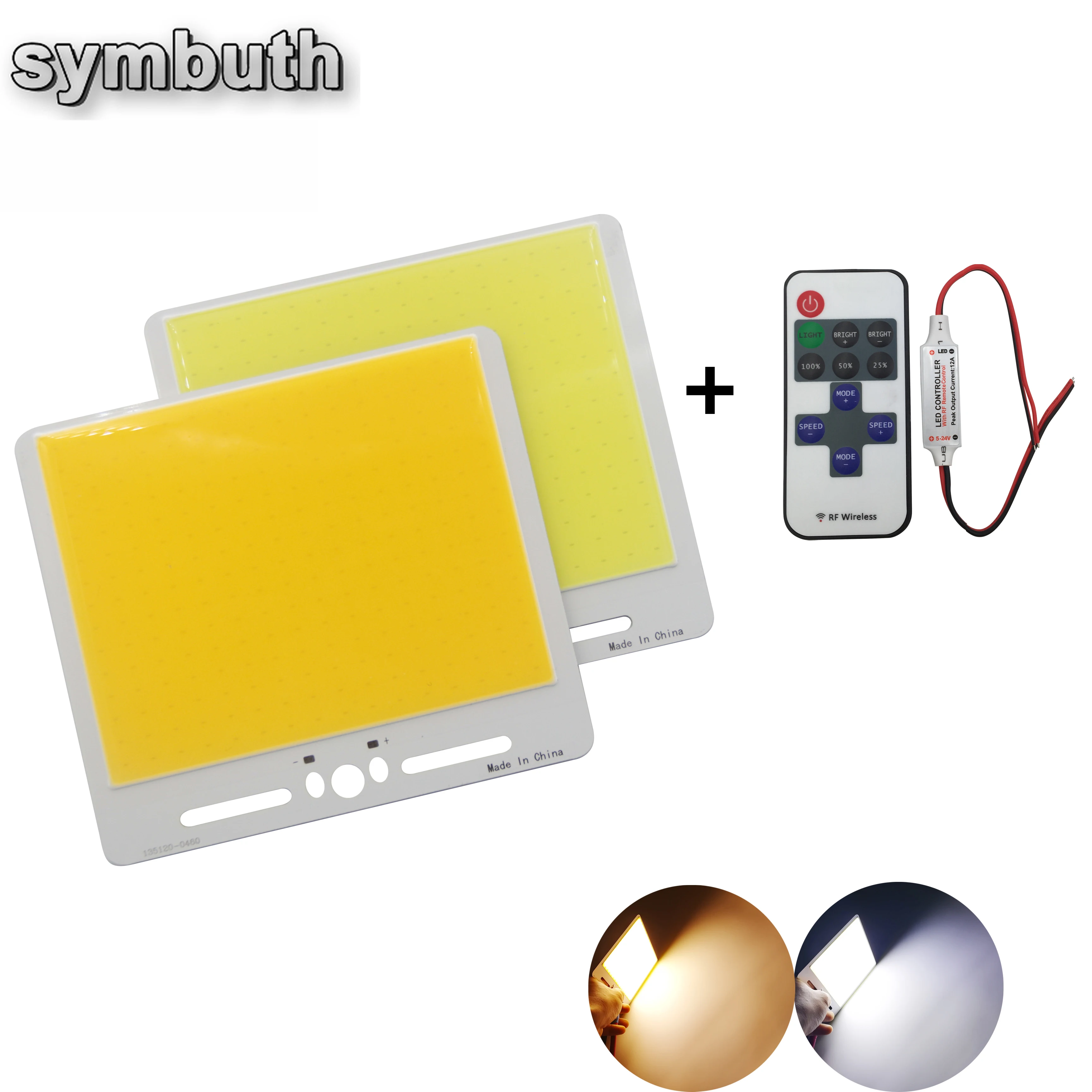 135*120mm COB LED Panel Light Strip 30W High Ultra Bright 3000lm Warm Cold White Dimmable Lamp with RF Remote Dimmer