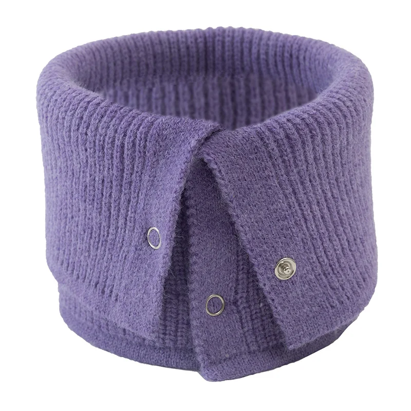 New Fashion Button Unisex Winter Solid Warm Ring Knitted Scarf Men Headband Collar Bandana Plus Velvet