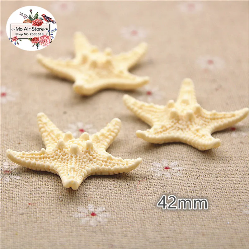 10PCS ivory 3D seastar Flat back Cabochon Miniature craft Art Supply Decoration Charm DIY Craft