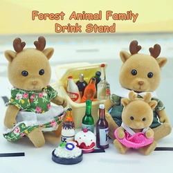 New Forest Family Reindeer Animal Dollhouse Furniture 1:12 Picnic Car Miniature Accessories Camping Playsets Toys For Girls Gift