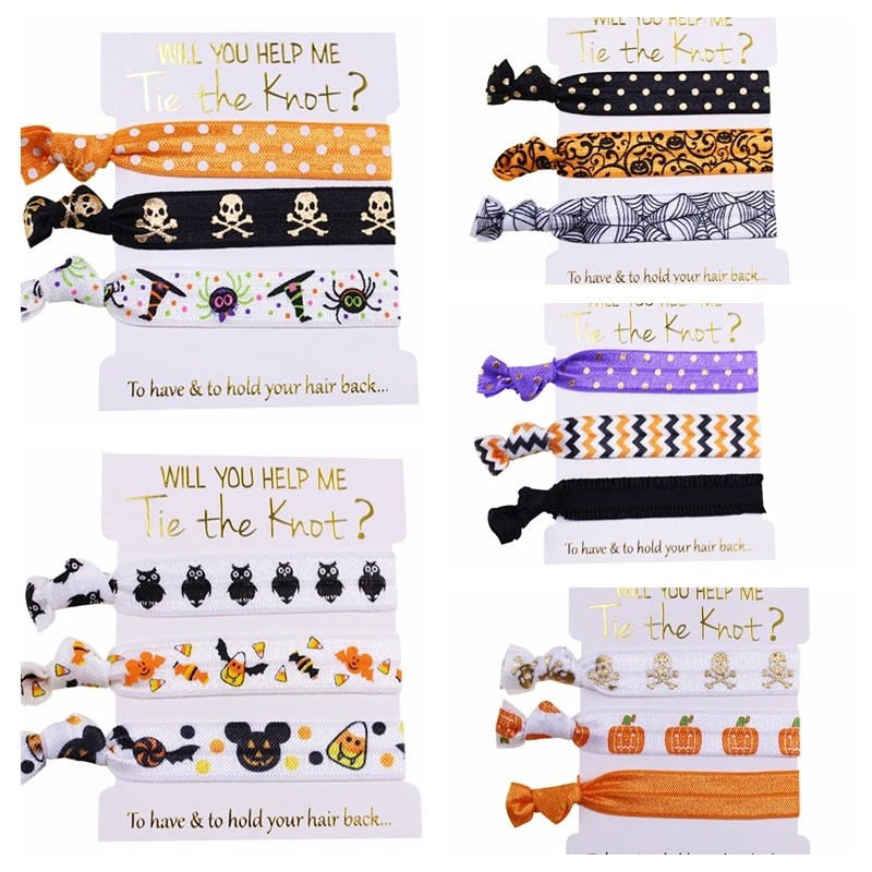 

Halloween printed headband wholesale elastic hair ties 15pcs/lot 5/8'' Fold Over Elastic FOE