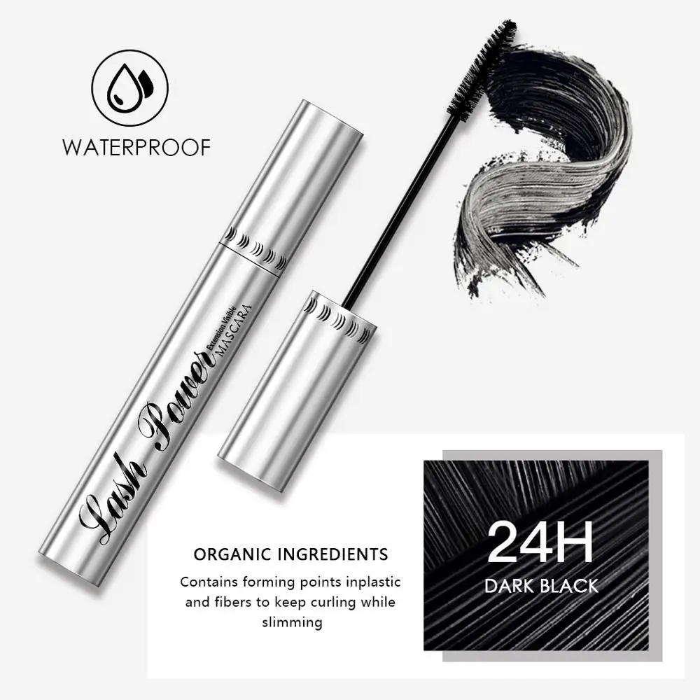 QIBEST 4D Black Mascara Waterproof Curling Lengthening Eyelash Rimel Mascara Thick Women Professional Makeup Silk Fiber Mascara