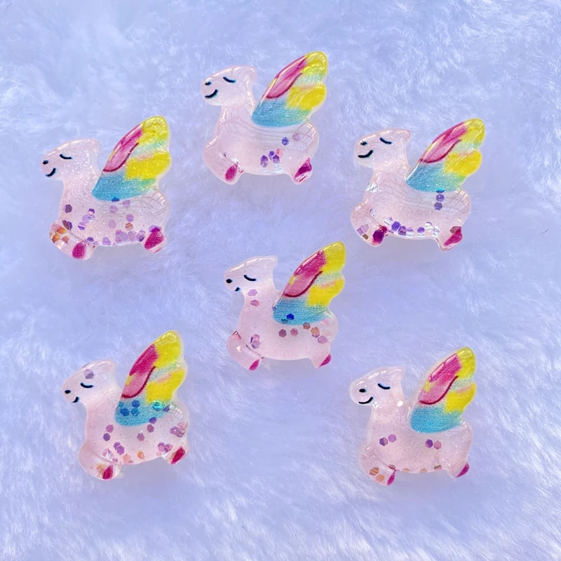 반짝이는 고양이 유니콘 플랫백 카보숑 스크랩북, 수지 믹스, 카와이 DIY 장식 액세서리, C75, 10 개