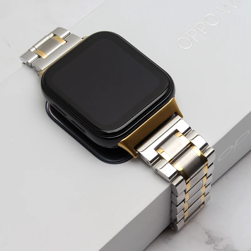 Correia de luxo de aço inoxidável, pulseira para oppo watch 2 46mm, pulseira para oppo watch 2 41/42mm, acessórios para relógio inteligente