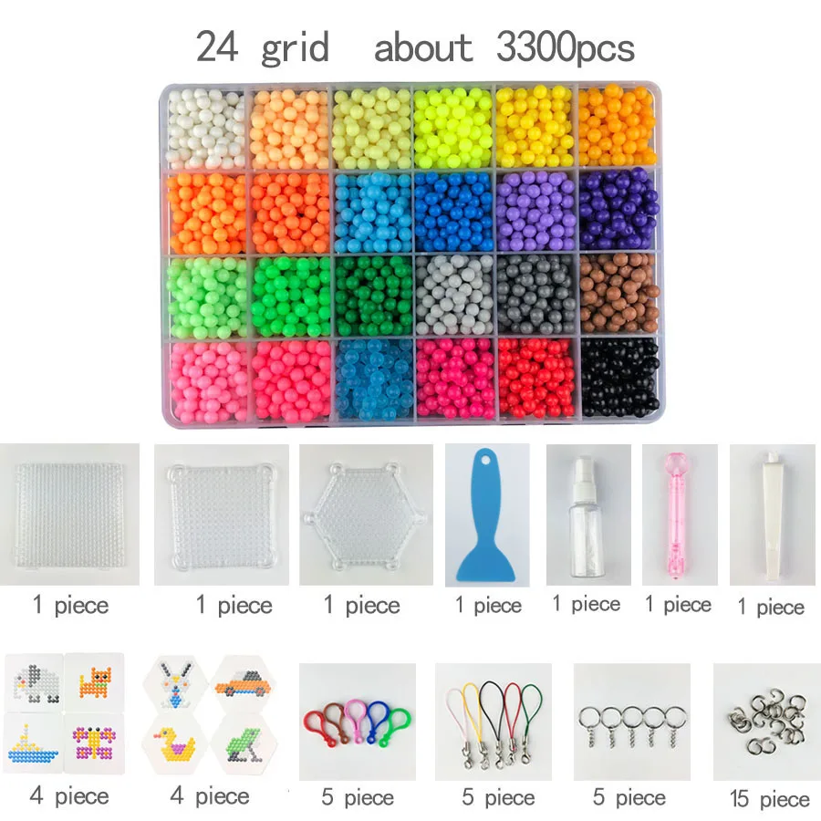 Hama Beads puzzle Crystal DIY water spray beads perlen set ball games 3D handmade toys Kit for children Water Mist Magic Beads