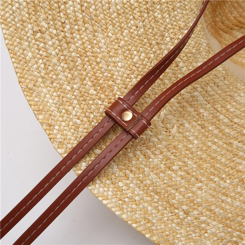 Summer Women's Big Ribbon Sun Hat Style Vintage Design Wide Side Straw Hat Solid Color Anti-UV Holiday Beach Hat