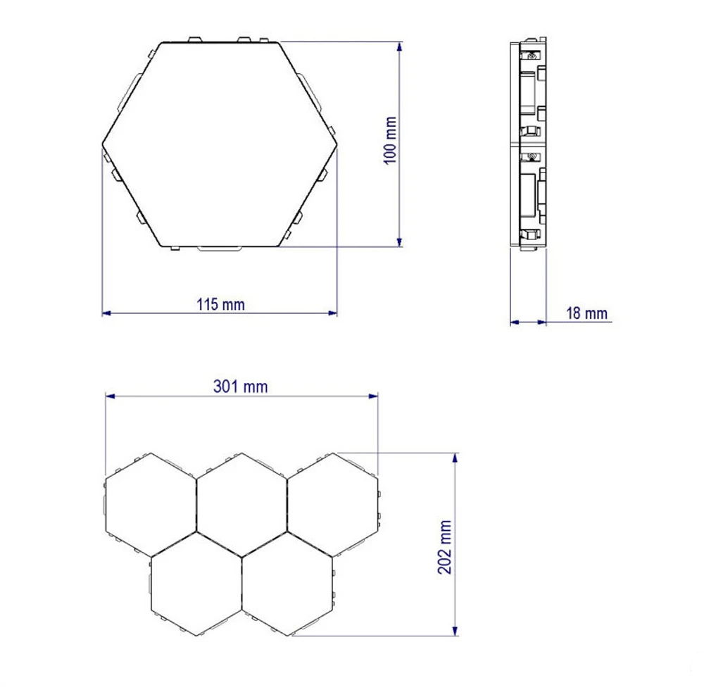 Hexagon LED Lighting Wall Lamp Touch Swith Splicable DIY Night Light Smart Home Bedroom Lamp for Living Room Gaming Room