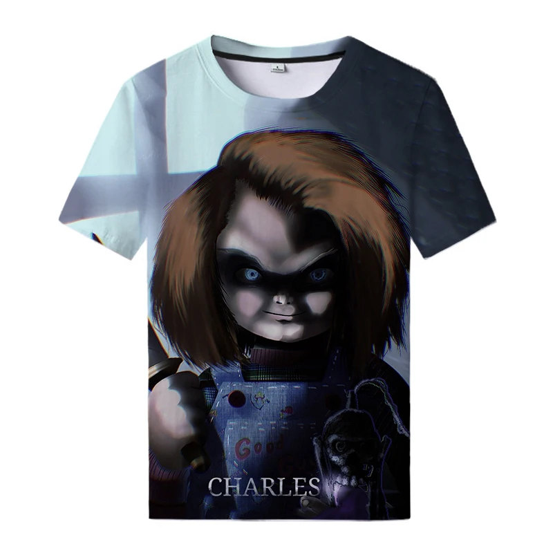 Horror Movie Chucky 3d Print T Shirt Horror Tops Senpai T-shirt Cool Men Women All Match T-shirt Casual Streetwear Tees