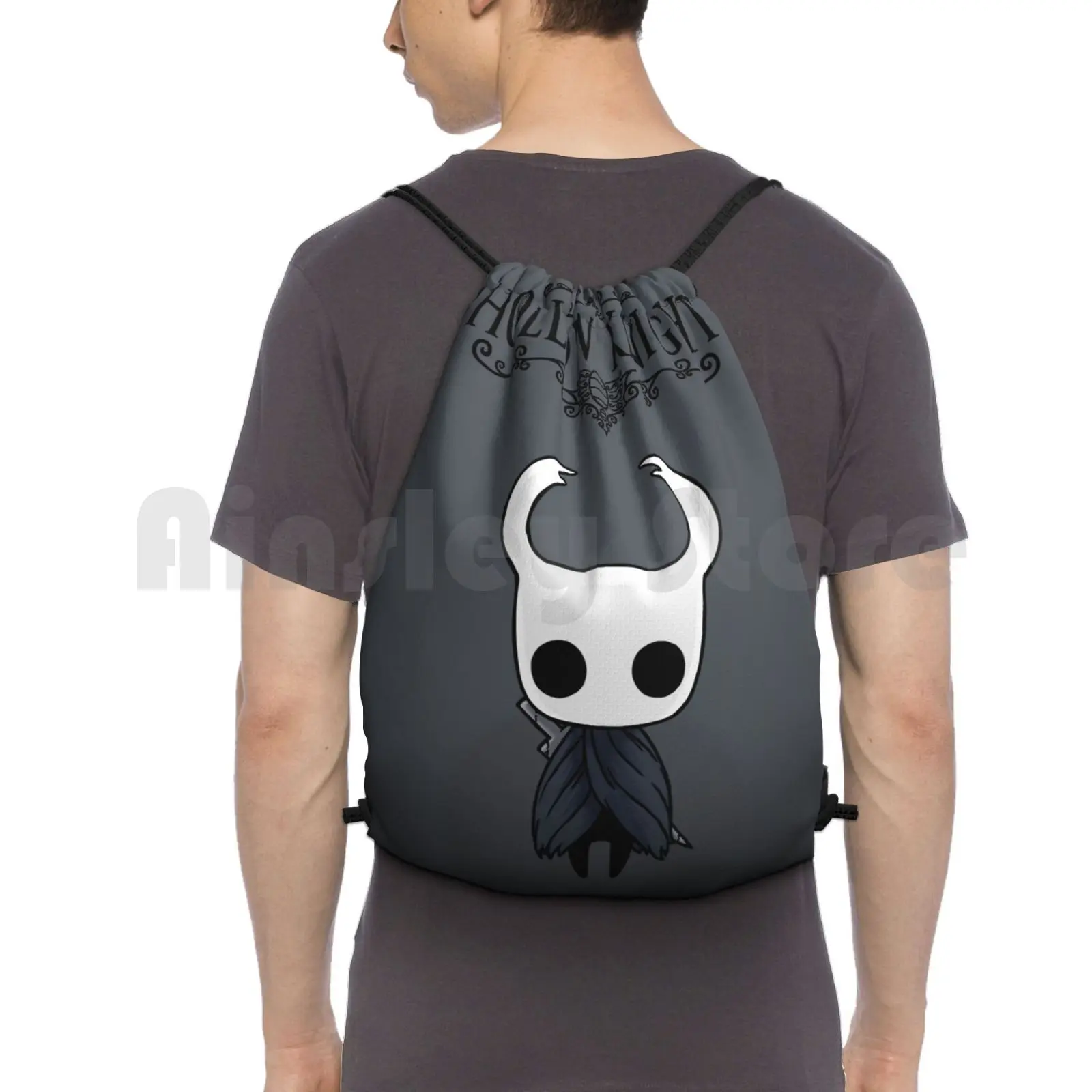 

Hollow Knight-Gray Backpack Drawstring Bag Riding Climbing Gym Bag Hollow Knight Indie Switch Pc Gaming Video Game