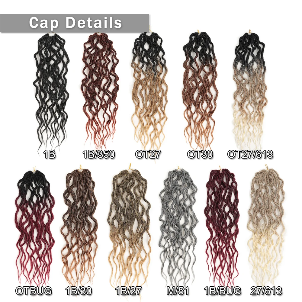 Wave Faux Locs Crochet Braid Hair Synthetic Dreadlocs Braiding Hair Extension 16-24Inch Ombre Goddess Locs Hair For Women