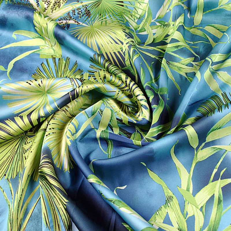 100X145cm Green jungle Leaves Printed Thin Chiffon Fabric For Woman Girl Spring and Summer Long Dress DIY Sewing